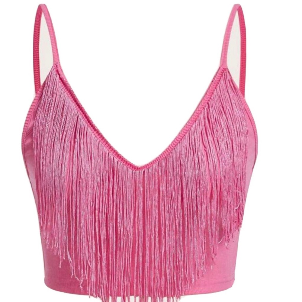 SHEIN Pink Embellished Crop Tank Top